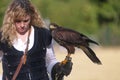 Medieval falconer with her falcon